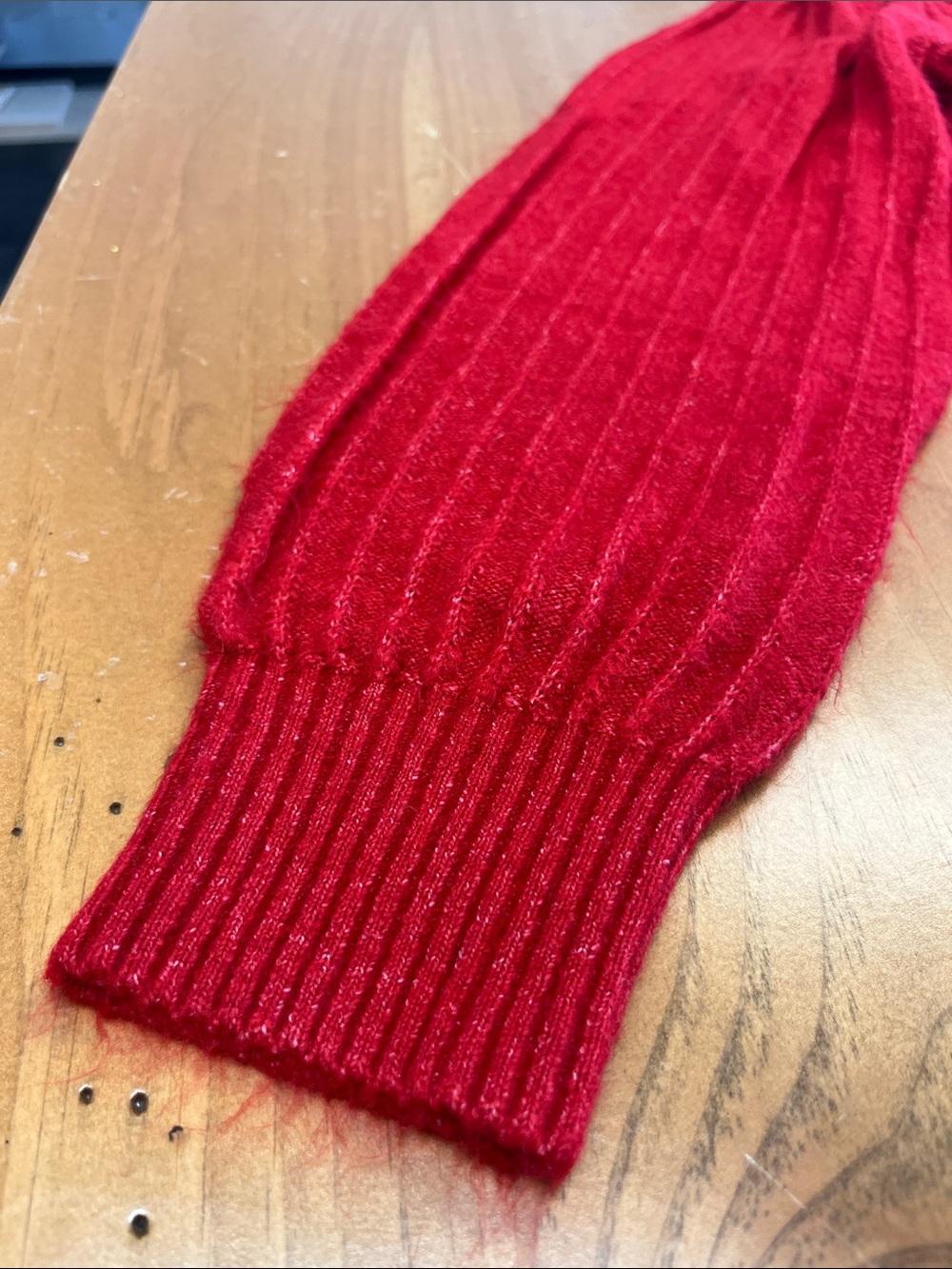 LOFT Red Ribbed Ruffle Mock Neck Sweater - Picture 4 of 9